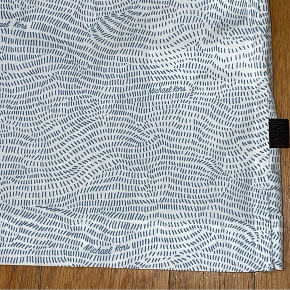 Michael Kors Men's Printed Stretch Cotton Button Down Shirt White Blue XL NEW - Picture 6 of 7